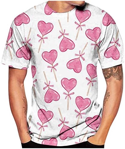 Мъжки Ежедневни Риза с Принтом в Деня на Св. Валентин, Тениски, Удобна Блуза с Къс ръкав и кръгло деколте, Свободни