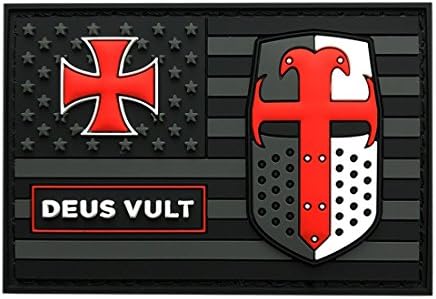 Deus Vult Флаг на САЩ Кристиан Рицар-Тамплиер в нашивке Божията воля (3D PVC-MTB48)