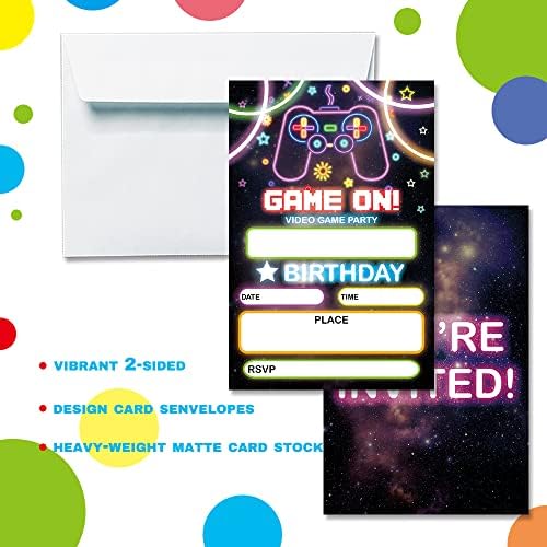 Покани Картички на тематична парти в чест на рождения ден на с видео игри - Младежи, Любители на игри, Момичета
