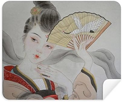 Красотата Сгъваем Фен на Китайската Живопис Плат За Почистване на Екрана за Пречистване на 2 елемента Замшевой