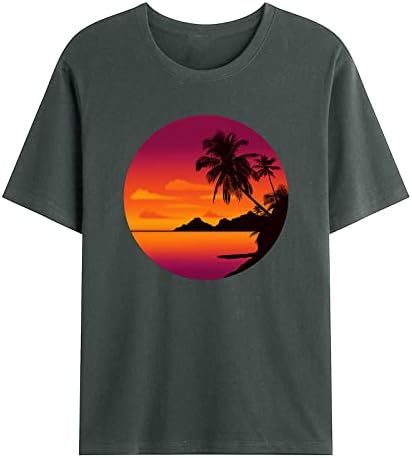 Тениска за Мъже, Ежедневни Лятна Тениска с Къс Ръкав, Графична Тениска с Кръгло деколте, Модерни Плажни Ризи