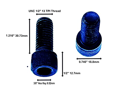 1/2 x 1 1/4 Винтове с муфа глава UNC 13 Tpi, черни высокопрочные болтове, опаковка от 4 броя. Идеален за съединителни