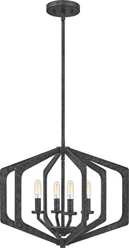 Окачен тавана лампа Quoizel VAN2820OK Vanguard с геометричен дизайн, 4 Лампи с мощност 240 W, Стара черно покритие