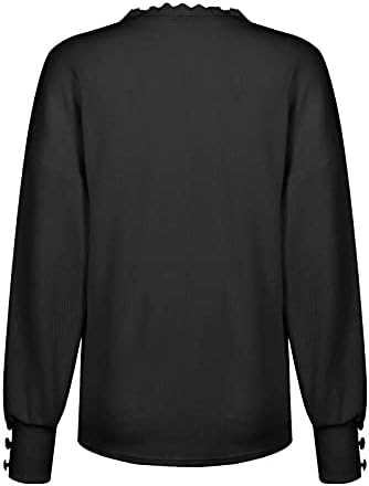 Пуловер с дълъг ръкав Ladie's Travel Пролетна Туника, Пуловер Копчета Отпред, на Новост, Меки Обикновена Тънка