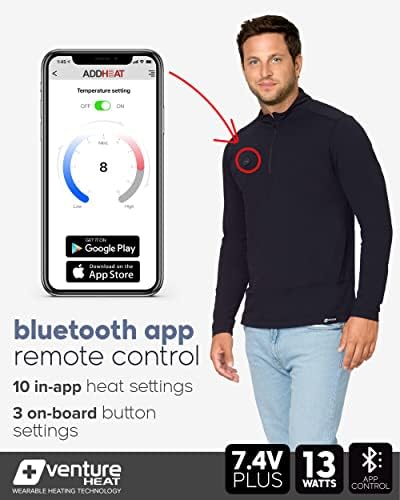 Мъжка риза с топъл Venture Heat чрез Bluetooth с Батерии блок в пълен Комплект - App Thermal Control С Дълъг