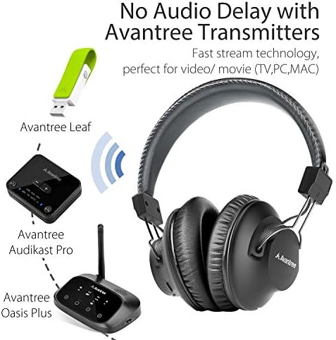 Avantree Audition Bluetooth 5.0 Безжични и жични слушалки в ушите с микрофон за гледане на телевизия на компютъра,