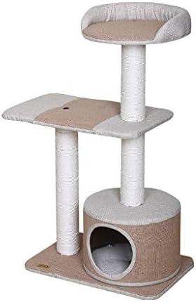 MOOLO Cat Trees Рамка за катерене Котки, Лен от ПДЧ Cat Tree Tower устойчив на абразия и надраскване (Светло кафяво) A3 Легла за котки
