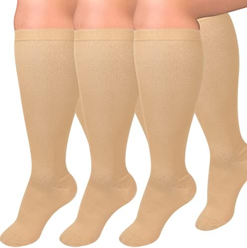 Diu Life, 3 Чифта Компрессионных Чорапи Голям размер за жени и Мъже, Широки до Прасците 20-30 мм hg.ст., Много Големи, до Коляното, Които помагат на Кръвообращението