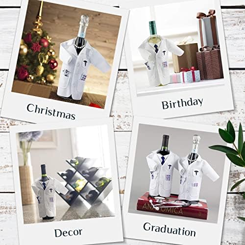 Вино, подаръци в бял халат за жени-лекари - Подарък пакет за вино от Филц с Отоскопом, Спринцовка, Капсули, Огърлица, Калъф за Вина на лекарите, Подаръци за Абитуриент