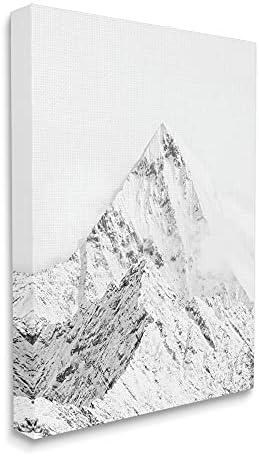Stupell Industries Snowy Mountain Peak Ясни линии Черно, Дизайн от Design Fabrikken Платно за рисуване, 24 x