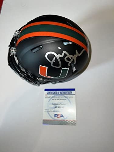 Джими Джонсън подписа Официален Мини-каска Университета на Маями за шампиони PSA / Мини-Каски NFL с ДНК-автограф