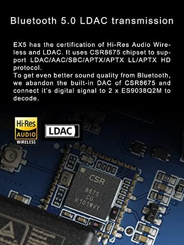 Topping EX5 MQA Двойна КПР ES9038Q2M Bluetooth 5,0 LDAC DSD512 PCM 768 khz Hi-Res HiFi Аудио Декодер Усилвател