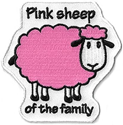 Нашивка с розова овца - Семейна нашивка с бродерия на Мат Стюарт Артса Розовата овца, Желязо Пришивная нашивка