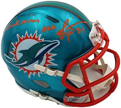 Мини-каска Маями Делфините Speed Flash NFL с надпис Errick на Elitsa AKA, подписан Рики Уильямсом - Мини-каски