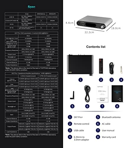 Най-горния усилвател за слушалки DX7 Pro + КПР HiFi ES9038PRO NFCA с преобразуването на вход-изход, USB/Bluetooth5.1/Коаксиален/Opt/AES/IIS
