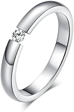 Ploy Pailin (Сребро) 3 ММ Черно/Сребърно/Rose/Златен Пръстен от Титанов Стомана CZ, Мъжко/Дамско Годежен пръстен