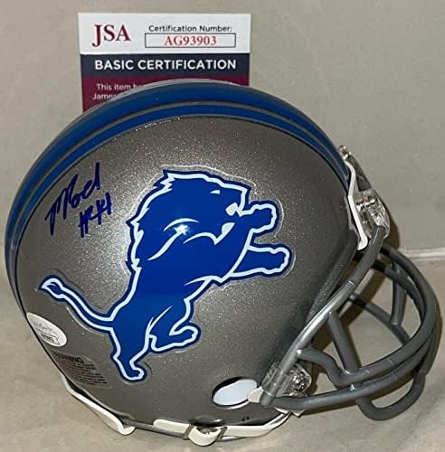 Малкълм Родригес подписа мини-каска Detroit Lions с автограф Proof JSA - Мини-каски NFL с автограф