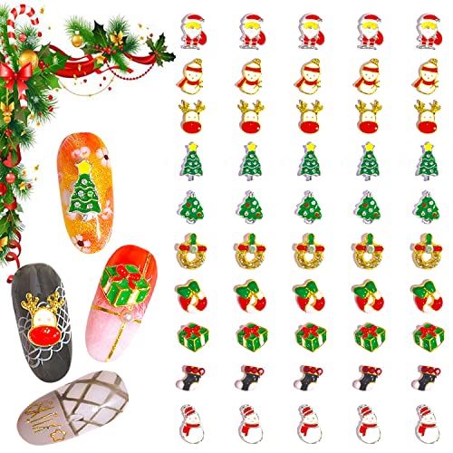 SILPECWEE 50 Бр. Коледни Амулети за Нокти 3d Амулети за Дизайн на Ноктите, Бижута За Нокти, Шипове За Нокти
