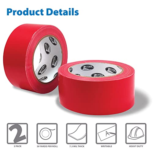 По-добро Office Products Червено тиксо, 2 опаковки, Сверхпрочная тиксо, 7,3 mils, 1,88 инча х 30 ярда На руло,