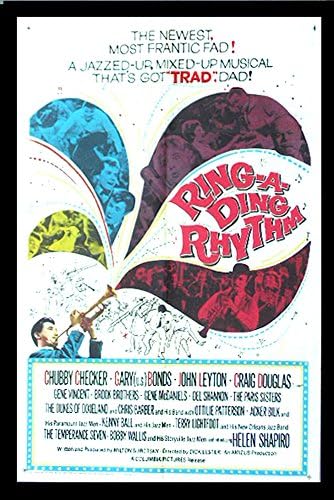 Ring A Динг Ритъм (1962) Истински Оригинален Чабби Чекер, плакат на филма Дикси Мюзикъл 27x41 на лист