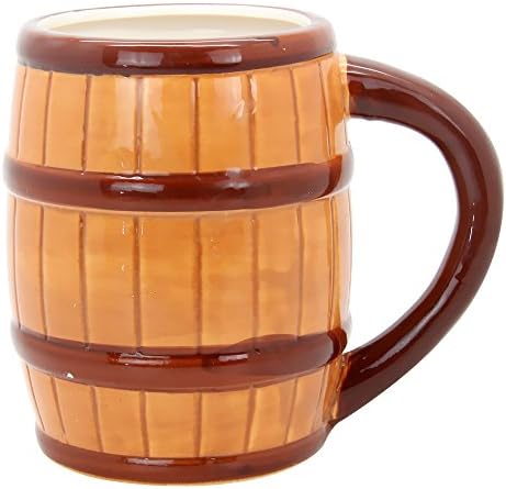 Чаша за пиене Mancave Beer Barrel Coffee Vessel Керамика с дръжка, 20 грама, Кафяв