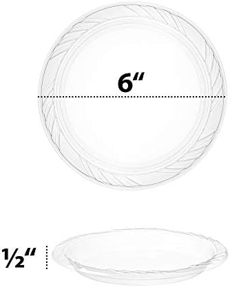 Еднократна пластмасова чиния Plasticpro Premium, Heavy Weight Кристално чисти (480, 6 Инчов чинии)