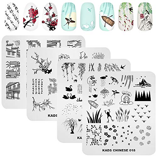 Плоча за Релеф нокти KAD 8шт Шаблони Набор от Пластини за Дизайн на Ноктите Серия В Китайски Стил