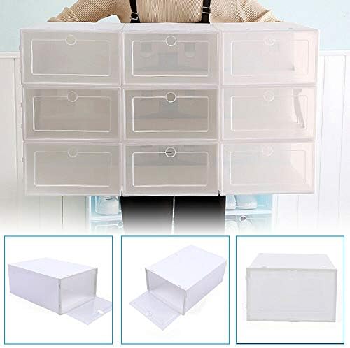 WDZCZDoo 20/24 Опаковане на картонени Кутии За съхранение на обувки, Прозрачни Пластмасови Штабелируемые Сгъваеми