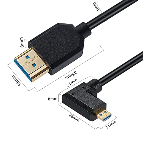 Кабел Halokny HDMI 8K, 1 крак Високоскоростен 90-Градусов кабел Micro HDMI Male-HDMI Male 8K @ 60hz 2.1 Ultra